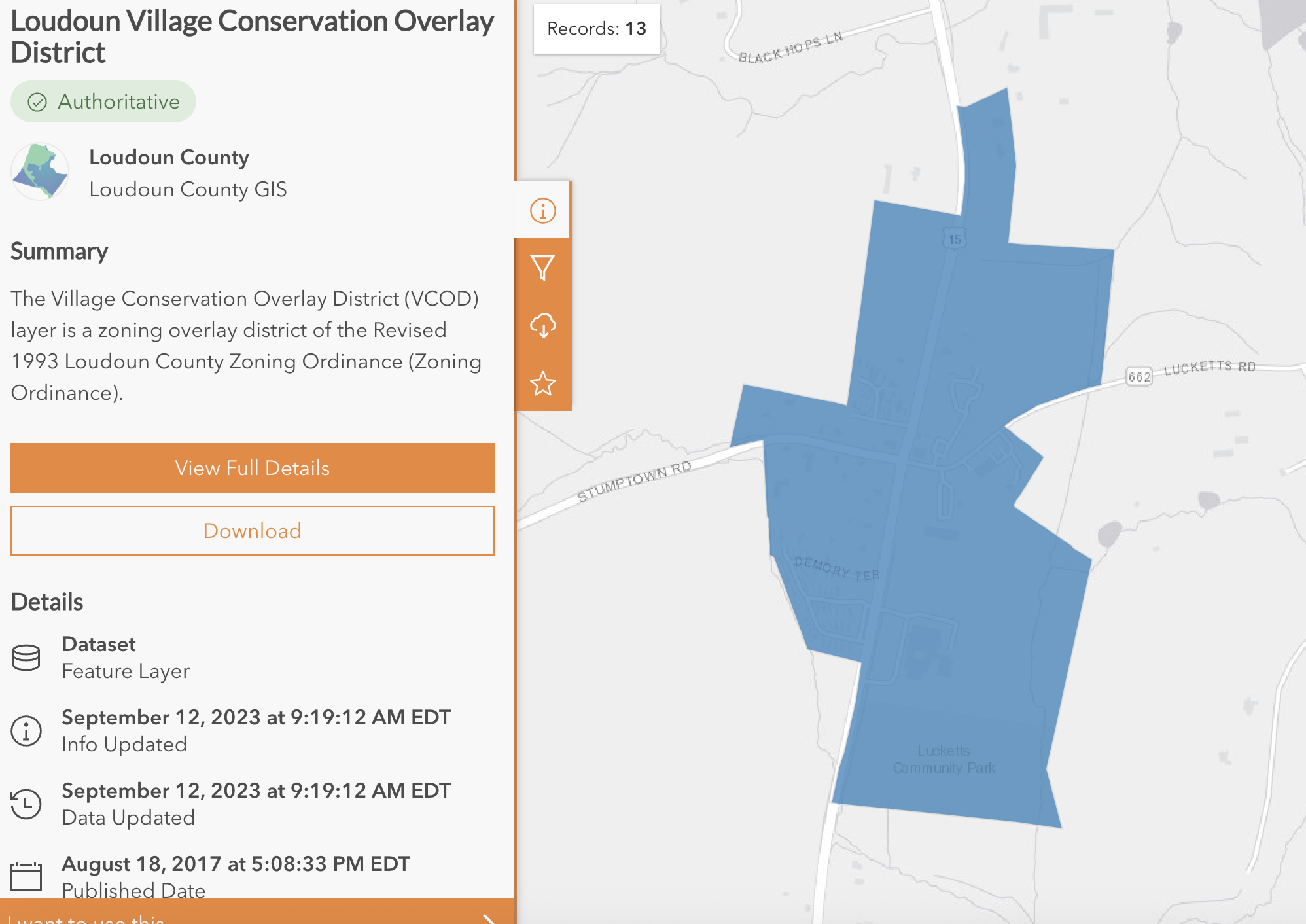 Lucketts Village Conservation Overlay District boundary map